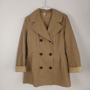 Garnet Hill Trench Coat Jacket Size 10 Tan Cotton